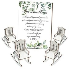 5 Pieces Wedding Memorial Chair Sign Reserved Wooden Table Plaque Leaves Style