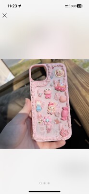 IPHONE CLUTTER CASE PINK KAWAII IPHONE 14 PLUS