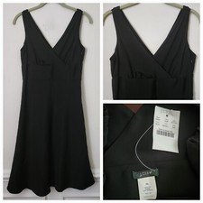 NWT J. Crew Black Side Invisible Zipper Lined V-Neck Flare 100% Silk Dress P6