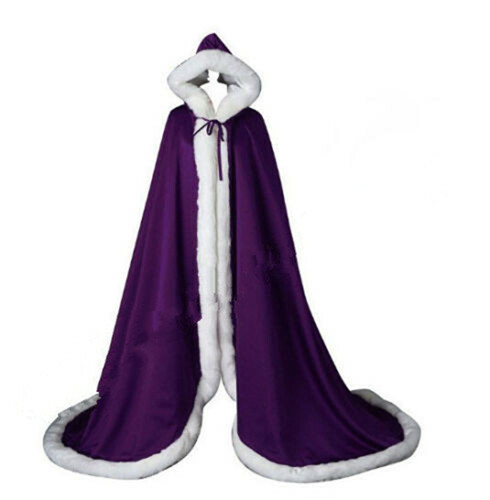 Hot Bridal Winter Warm Long Wedding Cloak Cape Faux Fur Cape Hot Costume - Picture 16 of 25
