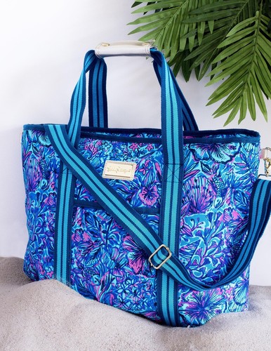 Lilly Pulitzer blaue Picknick- und Strandkühlbox, Isoliertasche mit verstellbarem Sh... - Bild 2 von 5