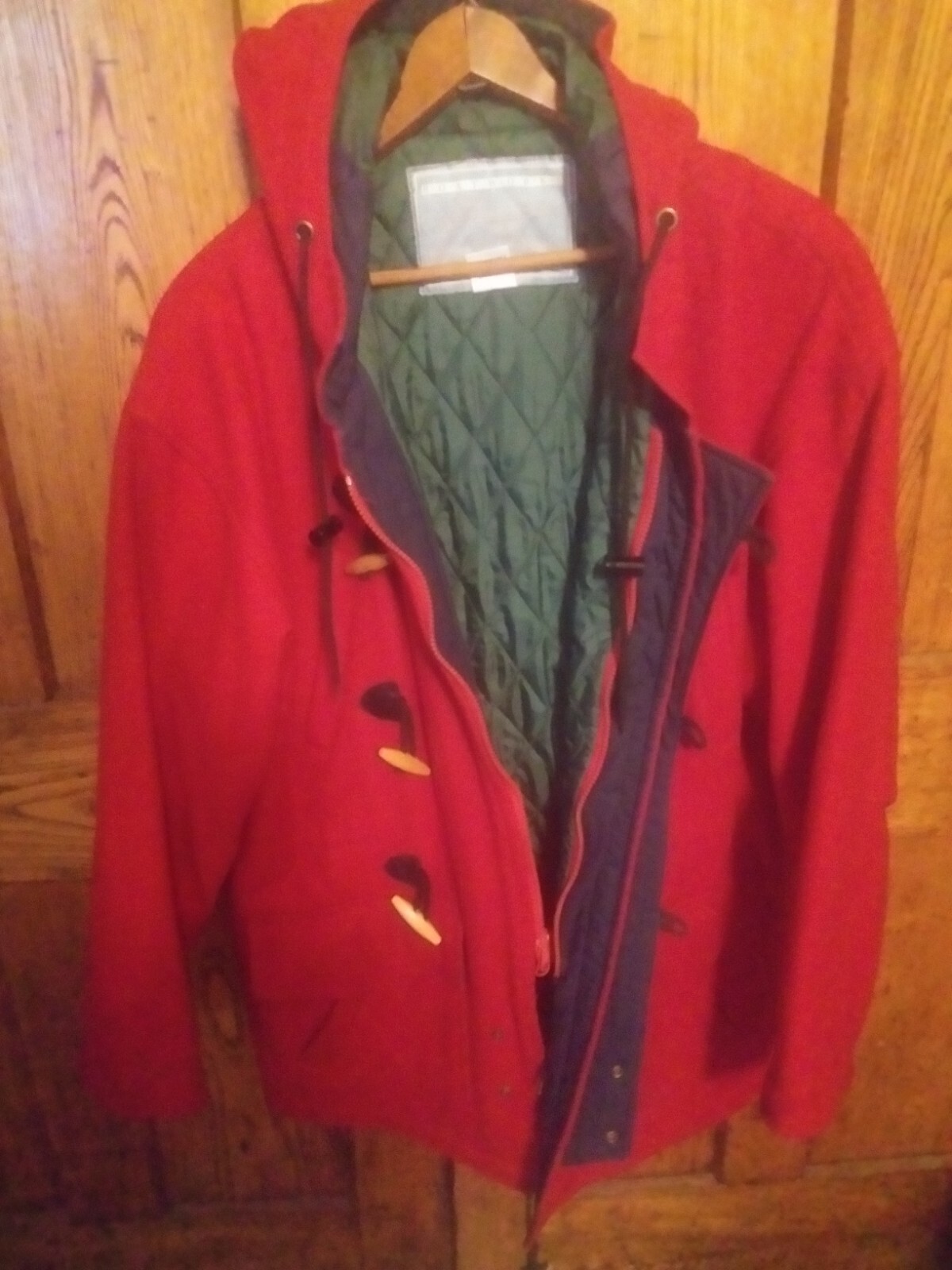 Manteau Duffle Coat Old Navy - Laine/Polyester - Taille M Femme - Marron/Rouge - Occasion Très Bon État