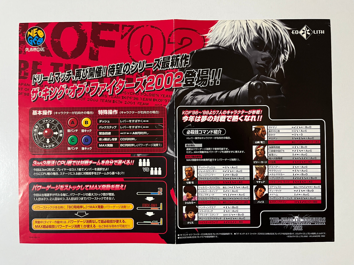 The King of Fighters 2002 SNK Neo Geo MVS Arcade Art Set