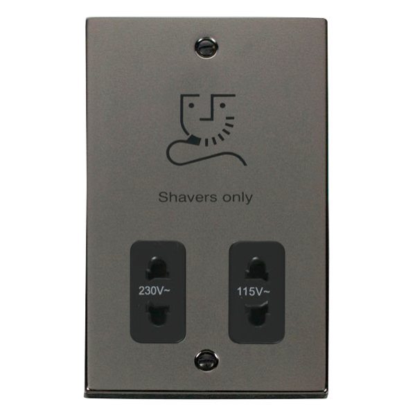 Click Scolmore Deco Shaver Socket Dual Voltage 115-230V Black Nickel - VPBN100BK