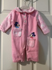 Vintage Mickey And Minnie Sleeper Pink Girls Not Tag Size 6/9 Months