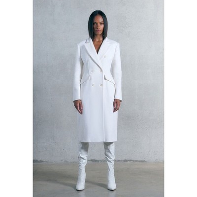 Karen Millen Damen Mantel UK 10 Creme Wolle Neu Mit Etikett