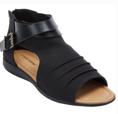 ComfortView The Payton Shootie Gladiator Sandals Textured Fabric Black Size 8.5
