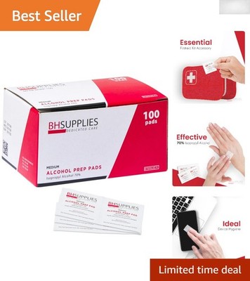 Individually Wrapped Sterile Alcohol Wipes - 100 Count Pack for Maximum Hygiene