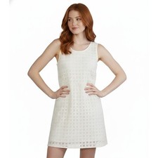 Joe Fresh White Eyelet Lace A Line Dress Size 16 Sleeveless Sheath Grannycore