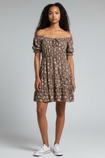 Altar'd State Brown/Cream Floral Dress Flowy Prairie Cottagecore Size Small