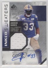 2021 SP Game Used Edition CFL Inked Sweaters 77/99 Andrew Harris #IS-AH Auto 2b2