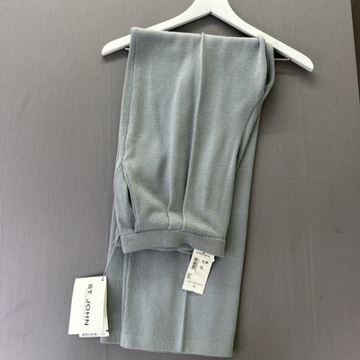 NWT St John Marie Gray Wool Blend Knit Pants Dove Gray Size 14 MSRP $300 