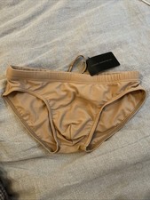 Todd Sanfield Men's Swim Briefs Small, Brown, Sand Tan, Freestyle, Deep