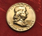 1957 CH BU DEEP Cameo Proof Franklin Silver Half Dollar GEM Key DATE KEY Date