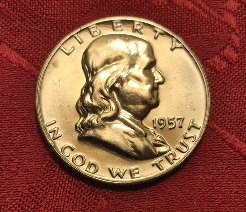 1957 CH BU DEEP Cameo Proof Franklin Silver Half Dollar GEM Key DATE KEY Date