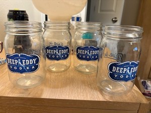4-Deep Eddy Vodka Mason Jar Clear Glass Rare Collectible Drinking Drink Sexy