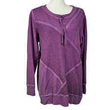 SOFT SURRROUNDINGS M Waffle Knit Tunic Top Sweatshirt Athleisure Boho Lounge