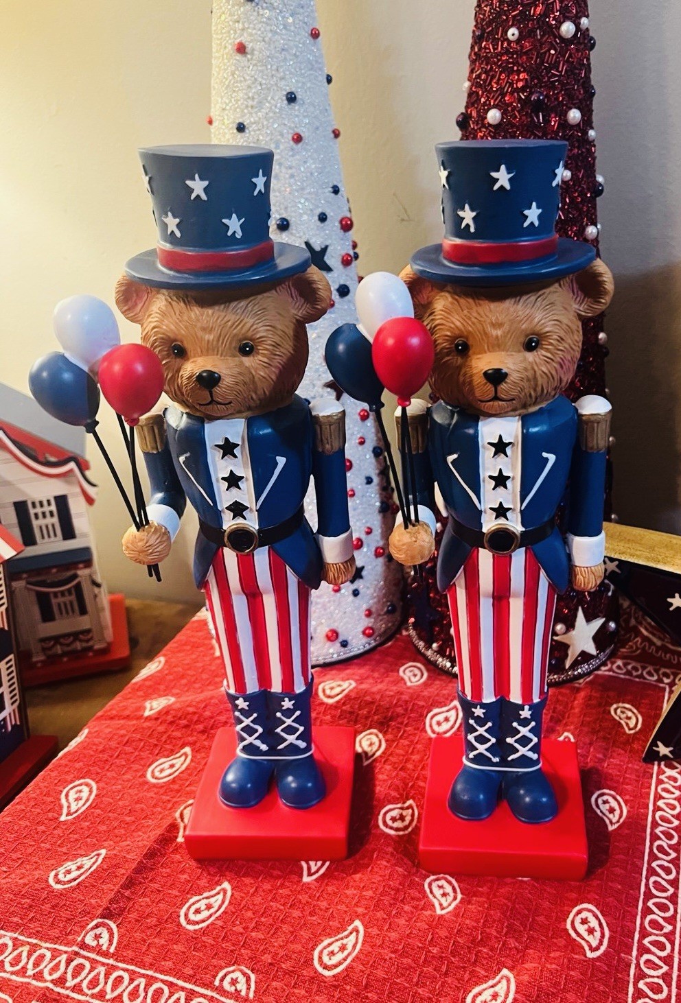 🇺🇸NIB Stars & Stripes Patriotic Bear Nutcracker Set