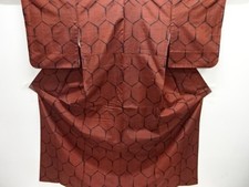 7556706: JAPANESE KIMONO / TSUMUGI / WOVEN KIKKO PATTERN