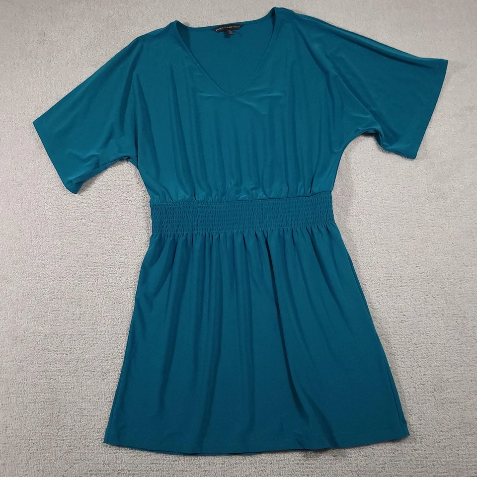 Vestido White House Black Market para mujer grande cintura elástica manga corta cuello en V Foto 2 de 4