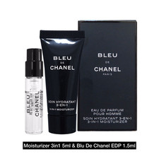 Chanel Bleu 2PC Parfum 1.5ml  Moisturizer 5ml Box Set Gift Stocking Stuffer