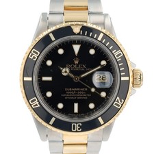 Rolex Submariner 16803 40mm Black Dial 18KY Gold Steel Oyster Box Paper 1986