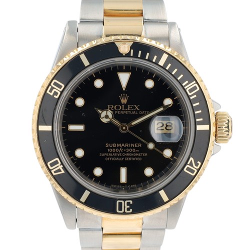 Rolex Submariner 16803 40mm Black Dial 18KY Gold Steel Oyster Box Paper 1986