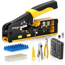 Cat7 RJ45 Crimping Tool, Cat 7 Cat6 Cat5 Pass Through Ethernet Metallic