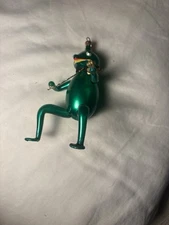 Di Carlini Frog Playing Violin Ornament Hand Blown Glass Italy