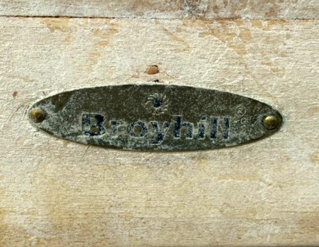 Taburete de banco de madera vintage hecho a mano BROYHILL rústico campo ~ ¡Bonito! Foto 2 de 4