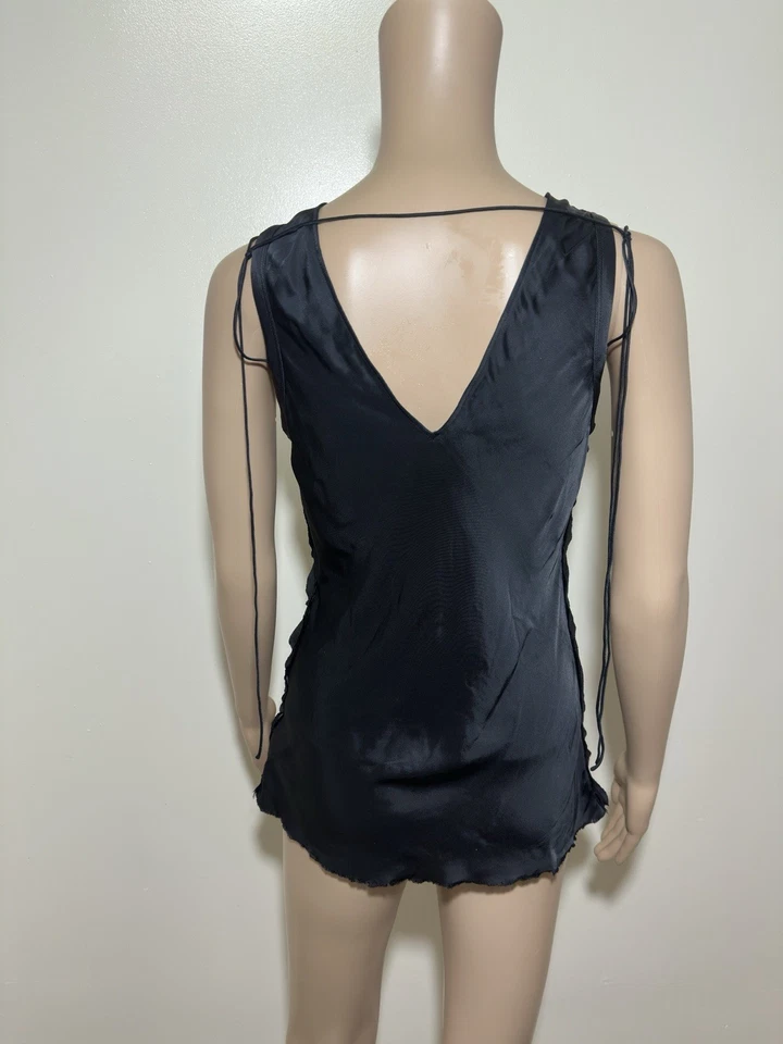 Helmut Lang Women's Sleeveless Satin Top Size XS Black - Image 3 of 4
