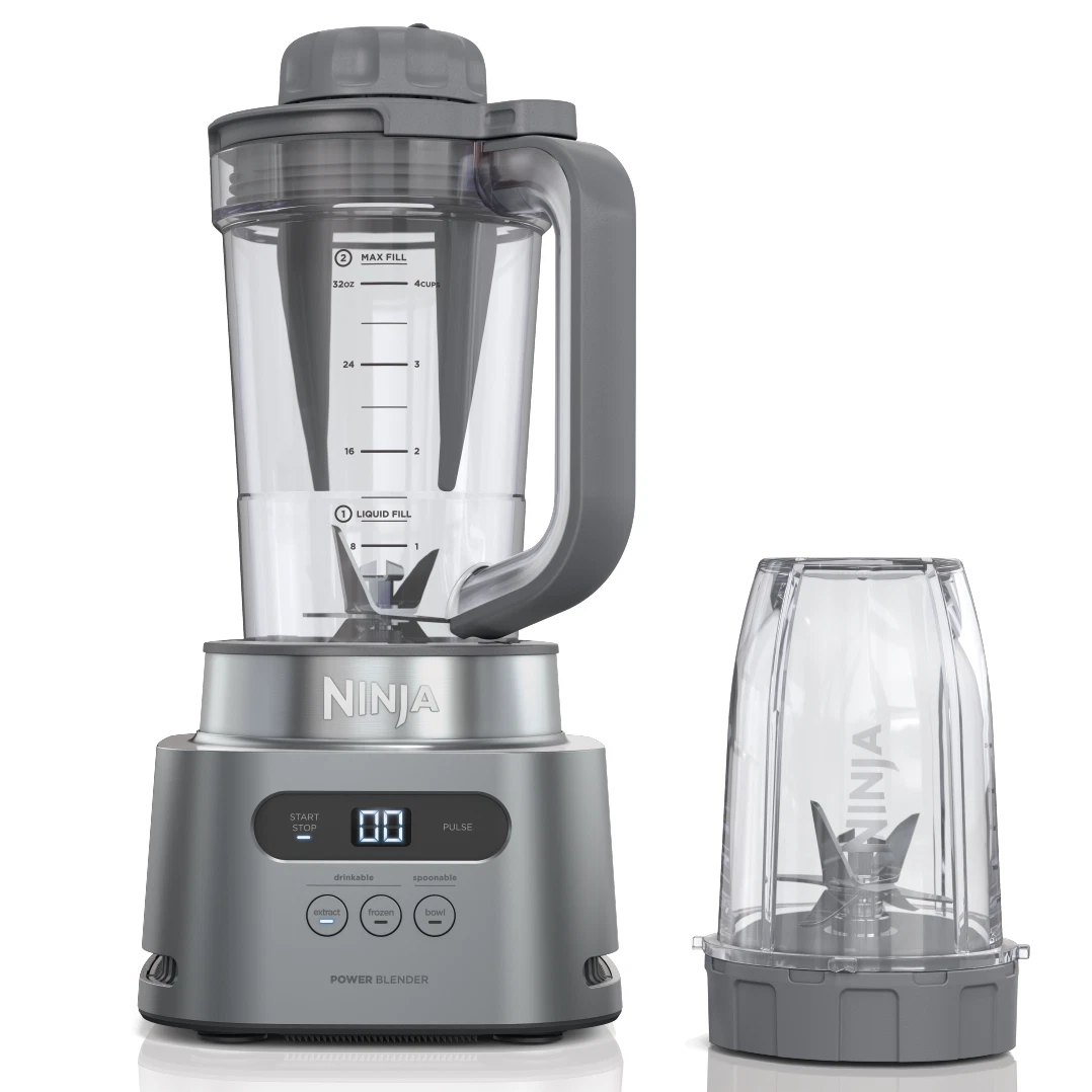 Ninja TWISTi 34oz Blender, Smoothie & Nutrient Extractor 5 Presets 18oz Cup Gray