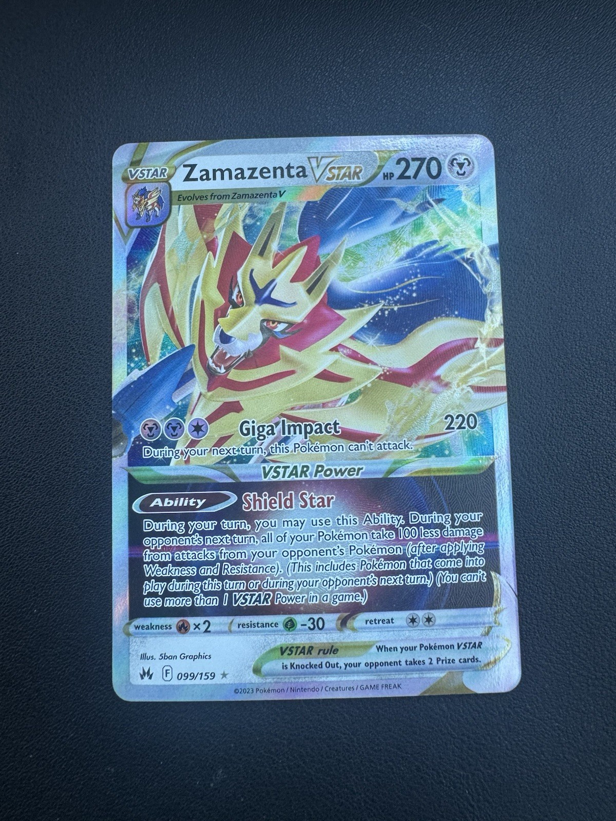 POKEMON TCG ZAMAZENTA VSTAR 99/159 SWSH CROWN ZENITH ULTRA RARE!!