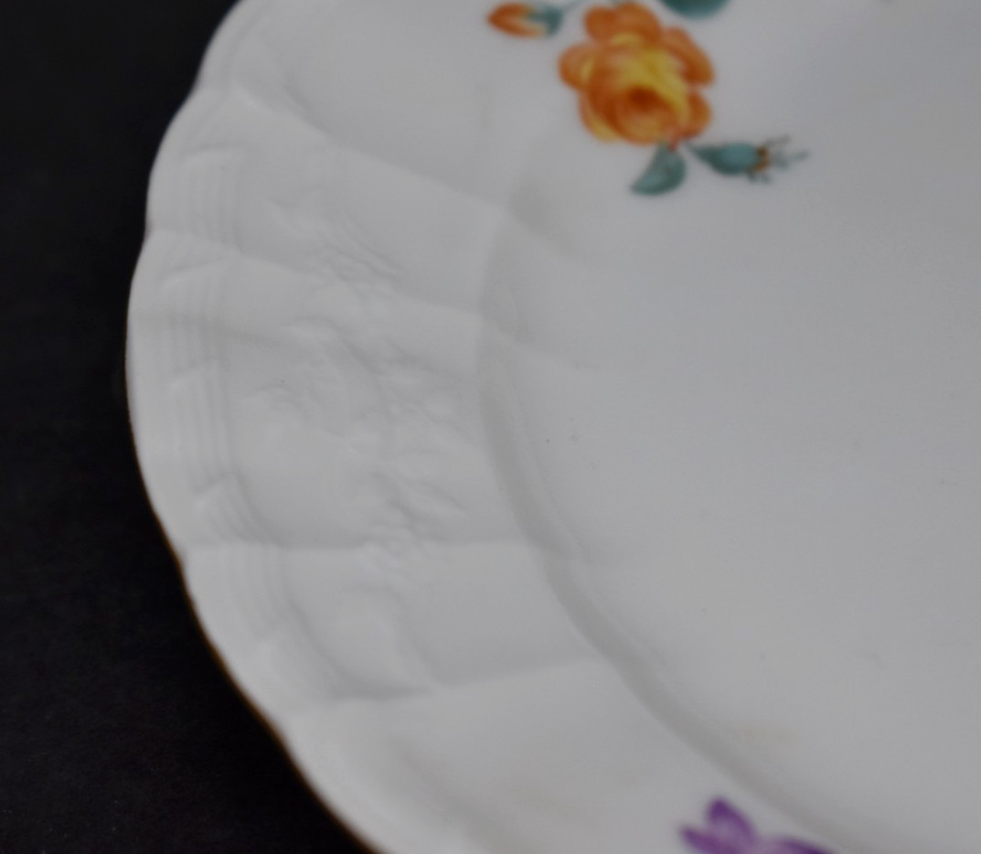 KPM Porcelain Hand Painted Plate Signed Anton Herder 1903-1935 Flowers Lilac