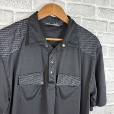 Travis Mathew Black Logo Trim Double Pocket Performance Golf Polo Mens LARGE
