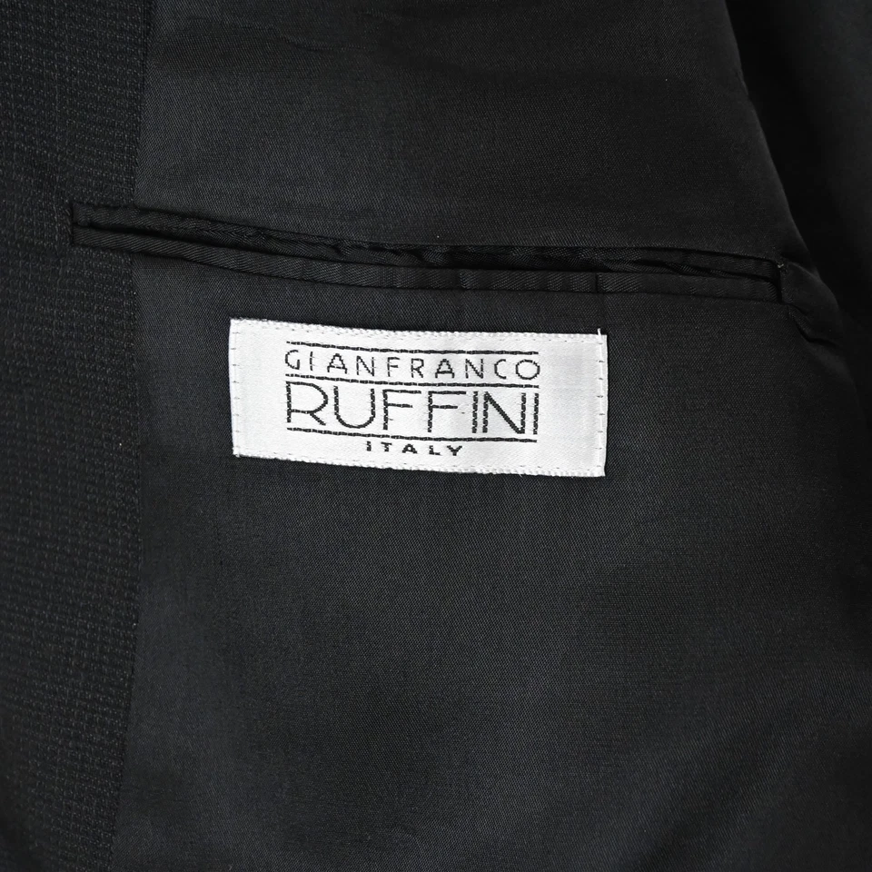Chaqueta Blazer Abrigo Deportivo Gianfranco Ruffini 42R Negro Cuadros Lana Doble Pecho Foto 4 de 4