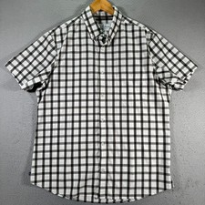 Mizzen Main Leeward Button Down Shirt Mens XL Trim Fit White Gray Plaid Comfort