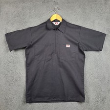 Ben Davis Mens Half Zip Work Shirt Black Short Sleeve Made in USA Size M