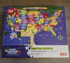 White Mountain UNITED STATES Map 300pc Puzzle Made in USA New/Sealed