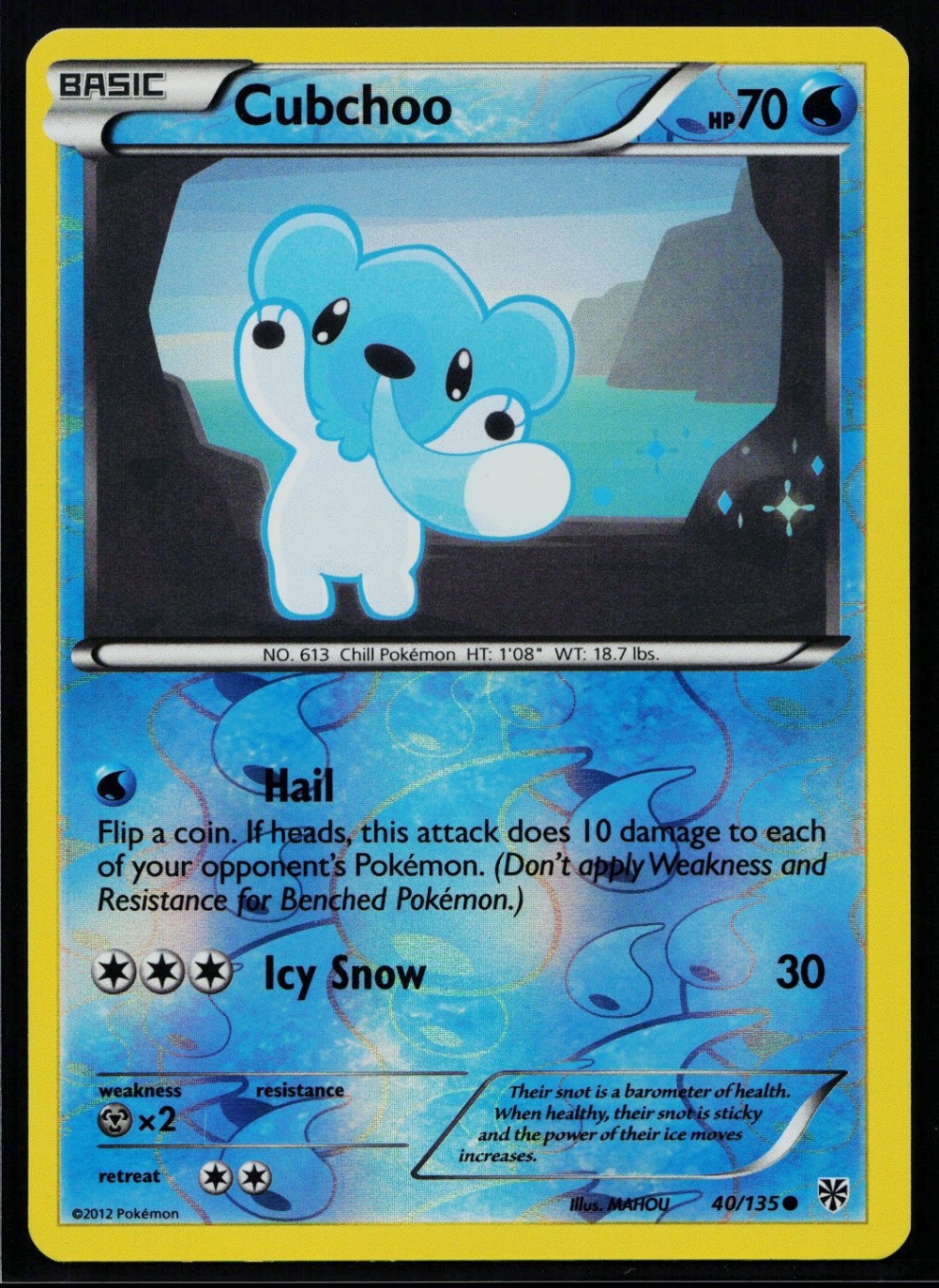 Cubchoo Reverse Holo Common Plasma Storm 40/135 NM 255