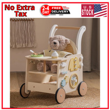 ROBOTIME Wooden Baby Walker, Baby Push Walker, Baby Activity Center Toys - To...
