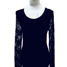 Black Lace Back Long Sleeve Shirt M