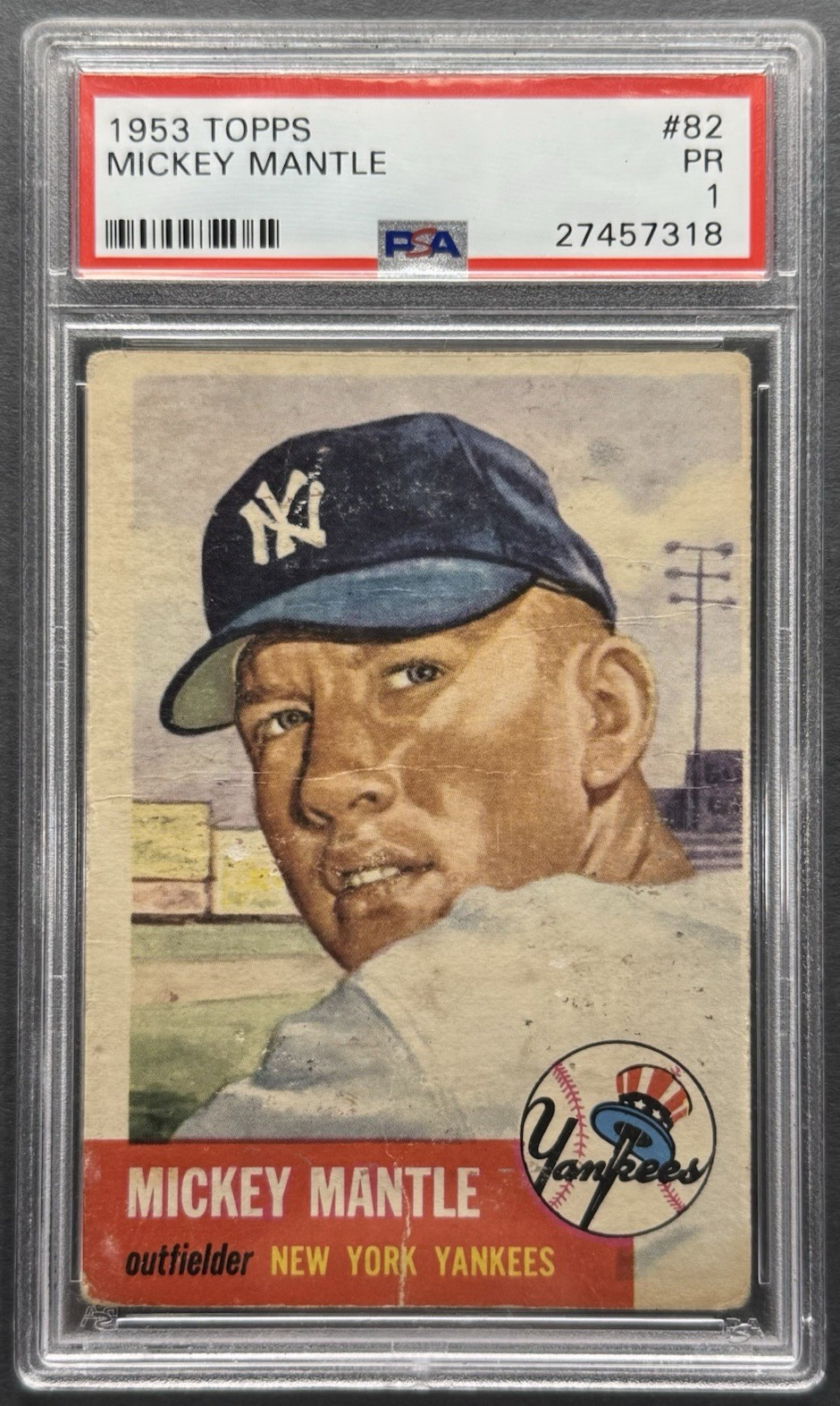 1953 Topps Mickey Mantle #82 PSA 1 New York Yankees Check Out My Other Items