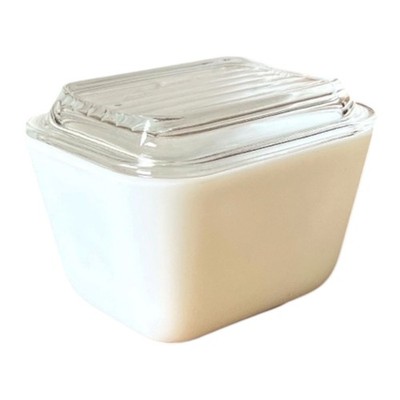 Vintage Pyrex True Opal White 501 Refrigerator  Fridgie  Dish with Glass Lid #2