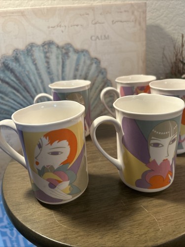 Vintage Sango The Larry Laslo Collection Visage Coffee Mug Tea Cup 1986 Set/7 E2 - Picture 4 of 21