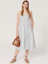 Tory Burch Beach Dress Mini Length Blue and White Gingham Plaid Size Small