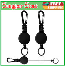 Heavy Duty Retractable Carabiner Car Key Chain Reel Holder Steel Cord Keychain 