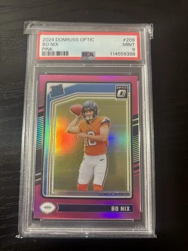 2024 Donruss Optic Bo Nix Pink Refractor #209 PSA 9 Mint
