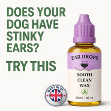 DOGS EAR CLEANER FOR STINKY WAXY DIRTY BROWN STUFF IN PETS EARS.