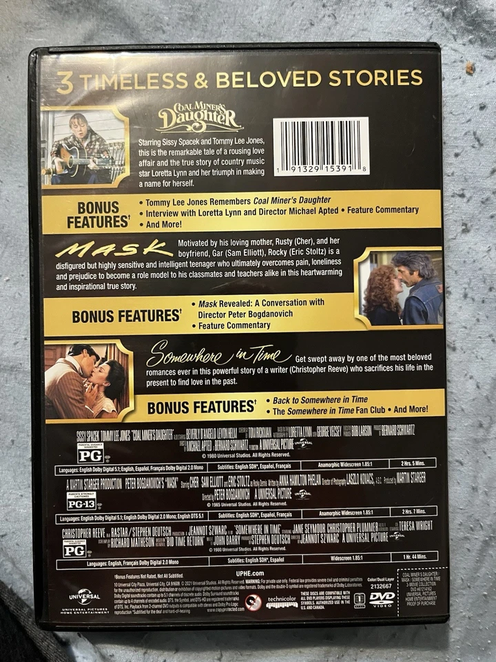 3-Movies Collection, Coal Miner's Daughter/Mask/Somewhere in Time (DVD, 2021) - Image 2 of 2